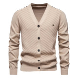 Men's Textured V-Neck Button Cardigan