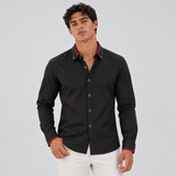 Men's Long Sleeve Contrast Trim Button-Front Shirt