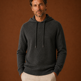 Men's Hooded Knit Sweater with Adjustable Drawstring