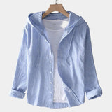 Men's Hooded Linen Blend Button-Up Shirt