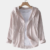 Men's Hooded Linen Blend Button-Up Shirt