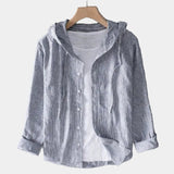 Men's Hooded Linen Blend Button-Up Shirt