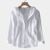 Men's Hooded Linen Blend Button-Up Shirt