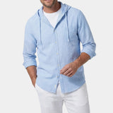 Men's Hooded Linen Blend Button-Up Shirt