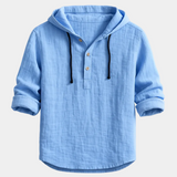 Men's Hooded Linen Blend Henley Shirt