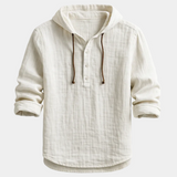 Men's Hooded Linen Blend Henley Shirt
