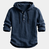 Men's Hooded Linen Blend Henley Shirt