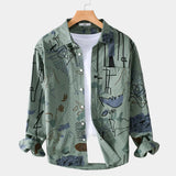 Men's Artistic Print Button-Up Shirt
