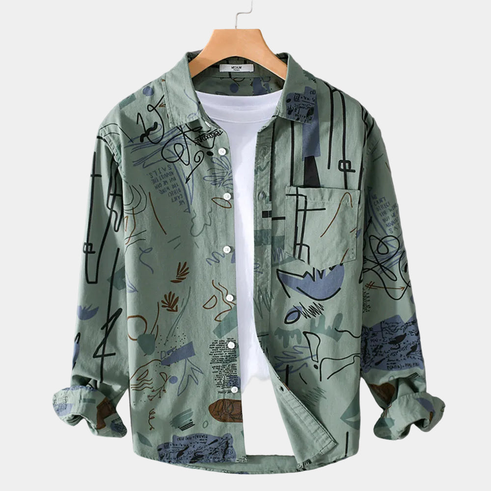 Men's Abstract Print Long Sleeve Shirt