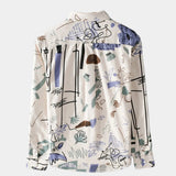 Men's Artistic Print Button-Up Shirt
