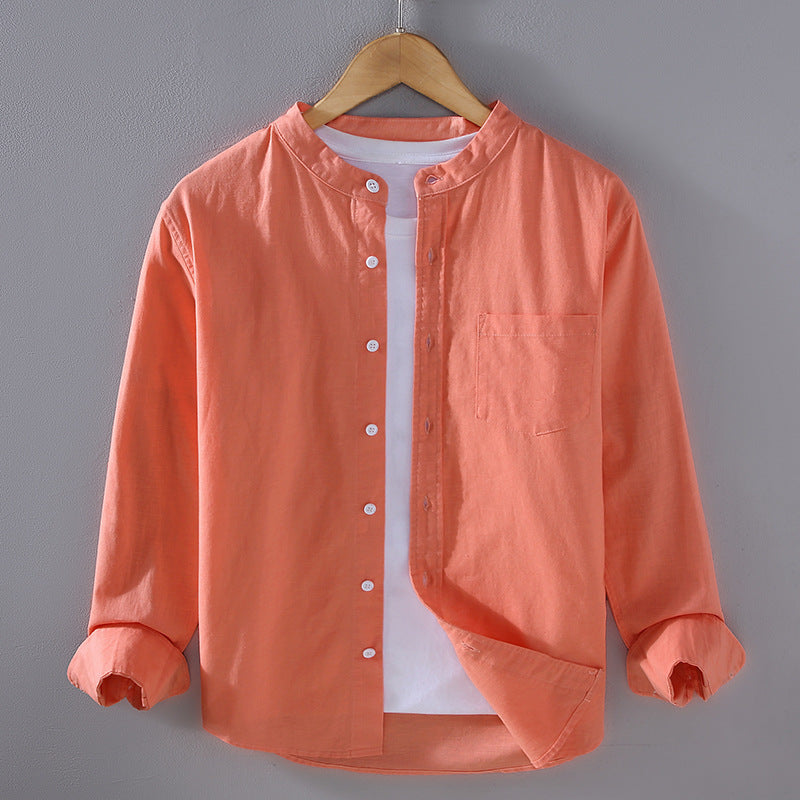 Men's Mandarin Collar Layered Shirt
