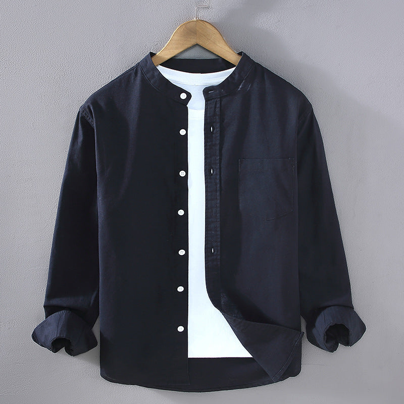 Men's Mandarin Collar Layered Shirt