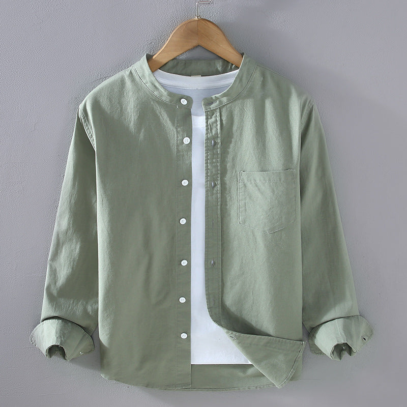 Men's Mandarin Collar Layered Shirt