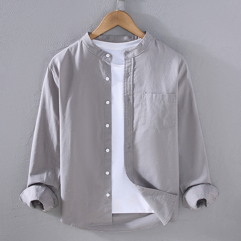 Men's Mandarin Collar Layered Shirt