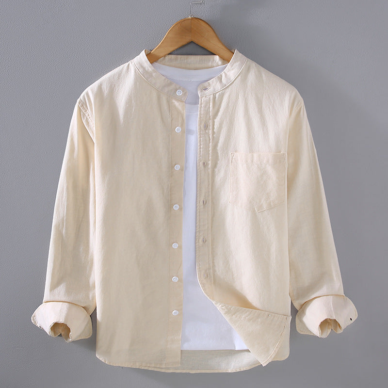Men's Mandarin Collar Layered Shirt