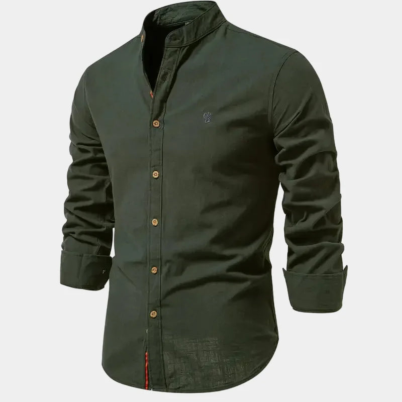 Men's Mandarin Collar Long Sleeve Shirt