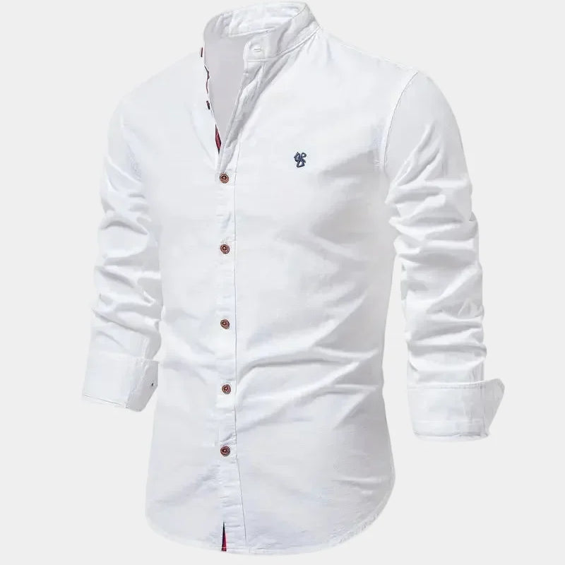 Men's Mandarin Collar Long Sleeve Shirt
