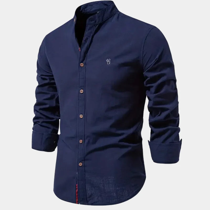 Men's Mandarin Collar Long Sleeve Shirt