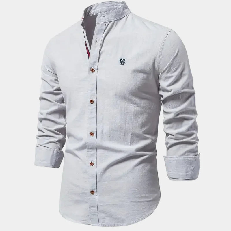 Men's Mandarin Collar Long Sleeve Shirt