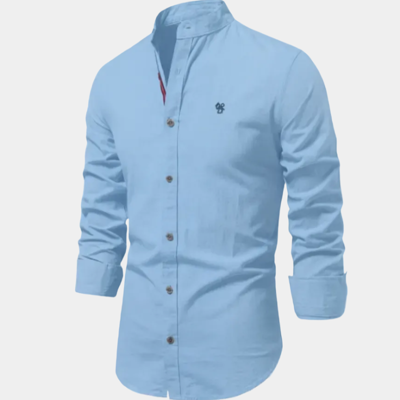 Men's Mandarin Collar Long Sleeve Shirt