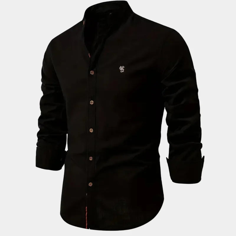 Men's Mandarin Collar Long Sleeve Shirt