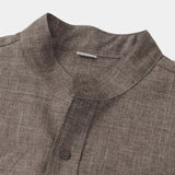 Men's Grandad Collar Linen Blend Shirt