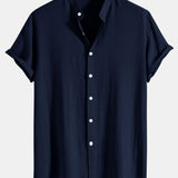 Men's Grandad Collar Short Sleeve Shirt