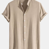 Men's Grandad Collar Short Sleeve Shirt