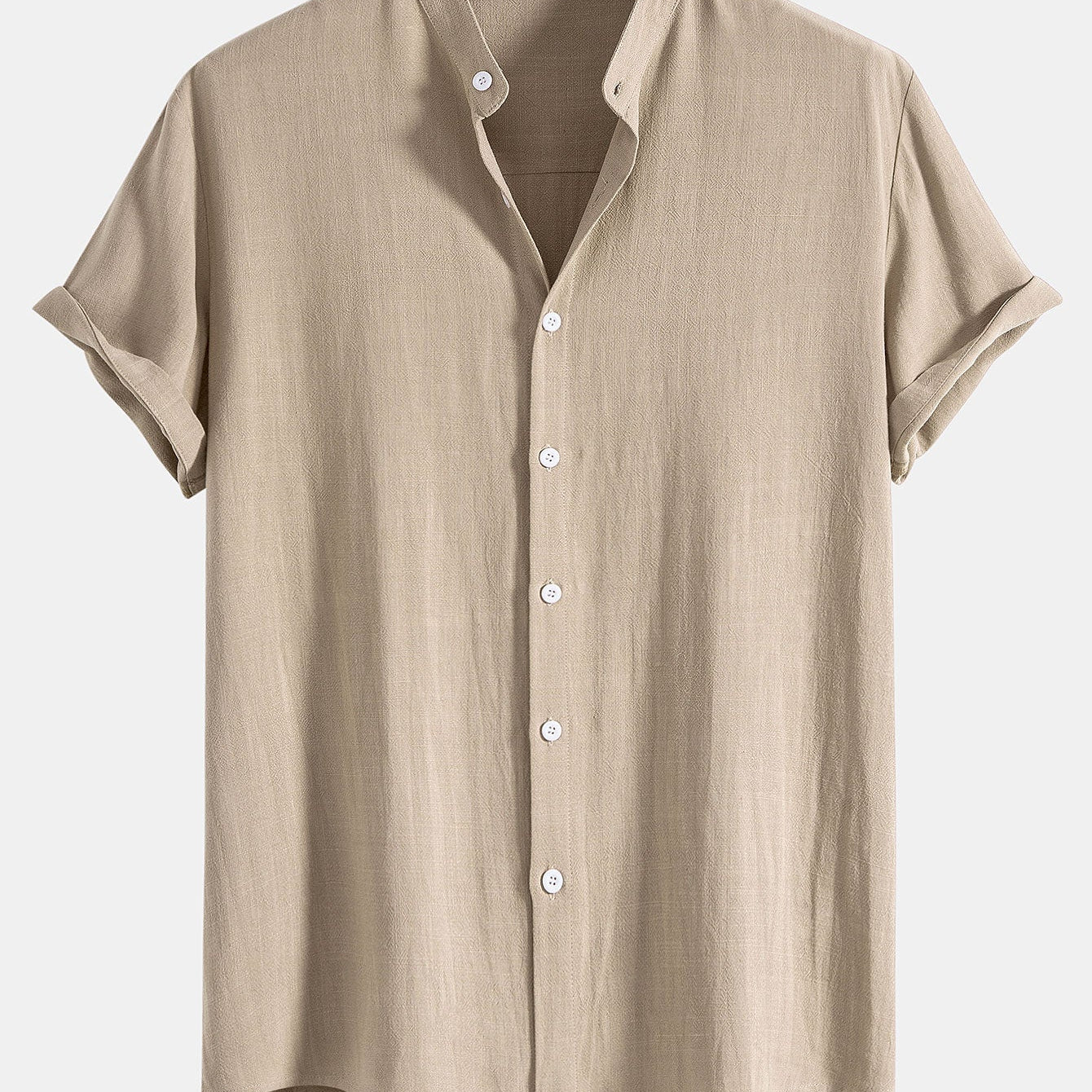Men's Mandarin Collar Short Sleeve Shirt