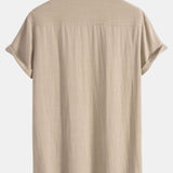 Men's Grandad Collar Short Sleeve Shirt