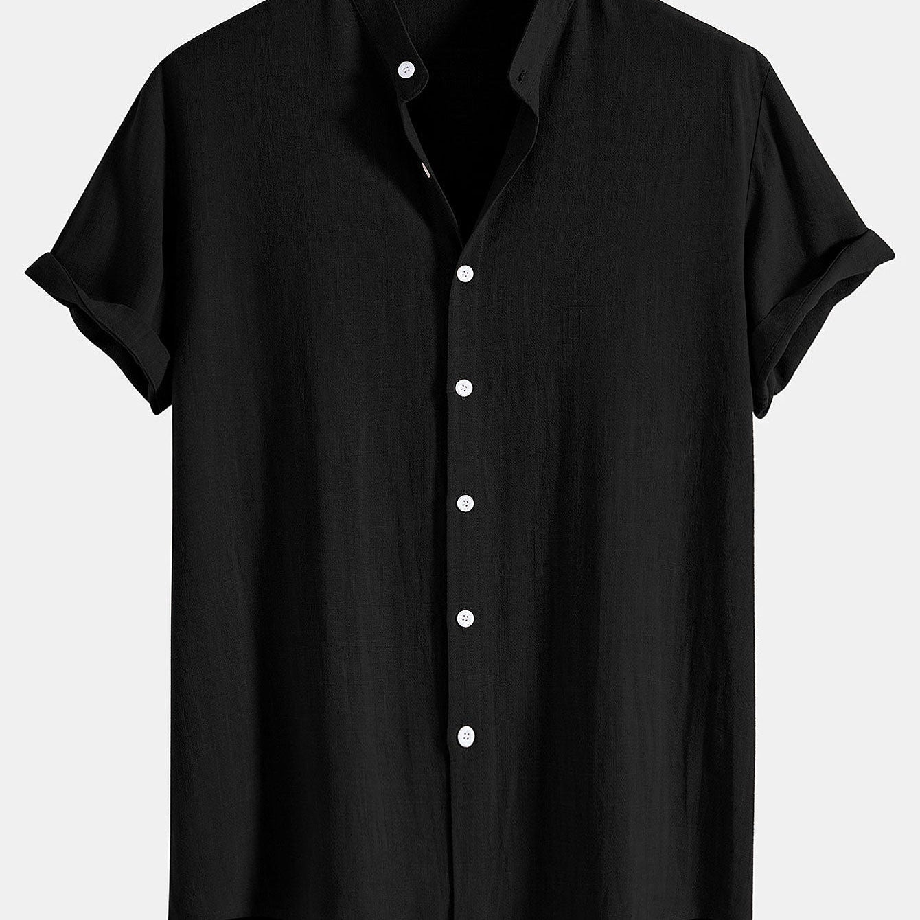 Men's Mandarin Collar Short Sleeve Shirt