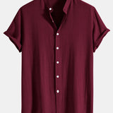 Men's Grandad Collar Short Sleeve Shirt