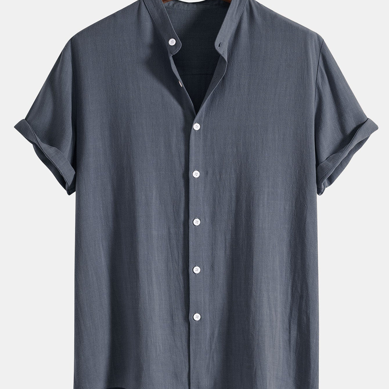 Men's Mandarin Collar Short Sleeve Shirt