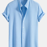 Men's Textured Short Sleeve Button-Up Shirt