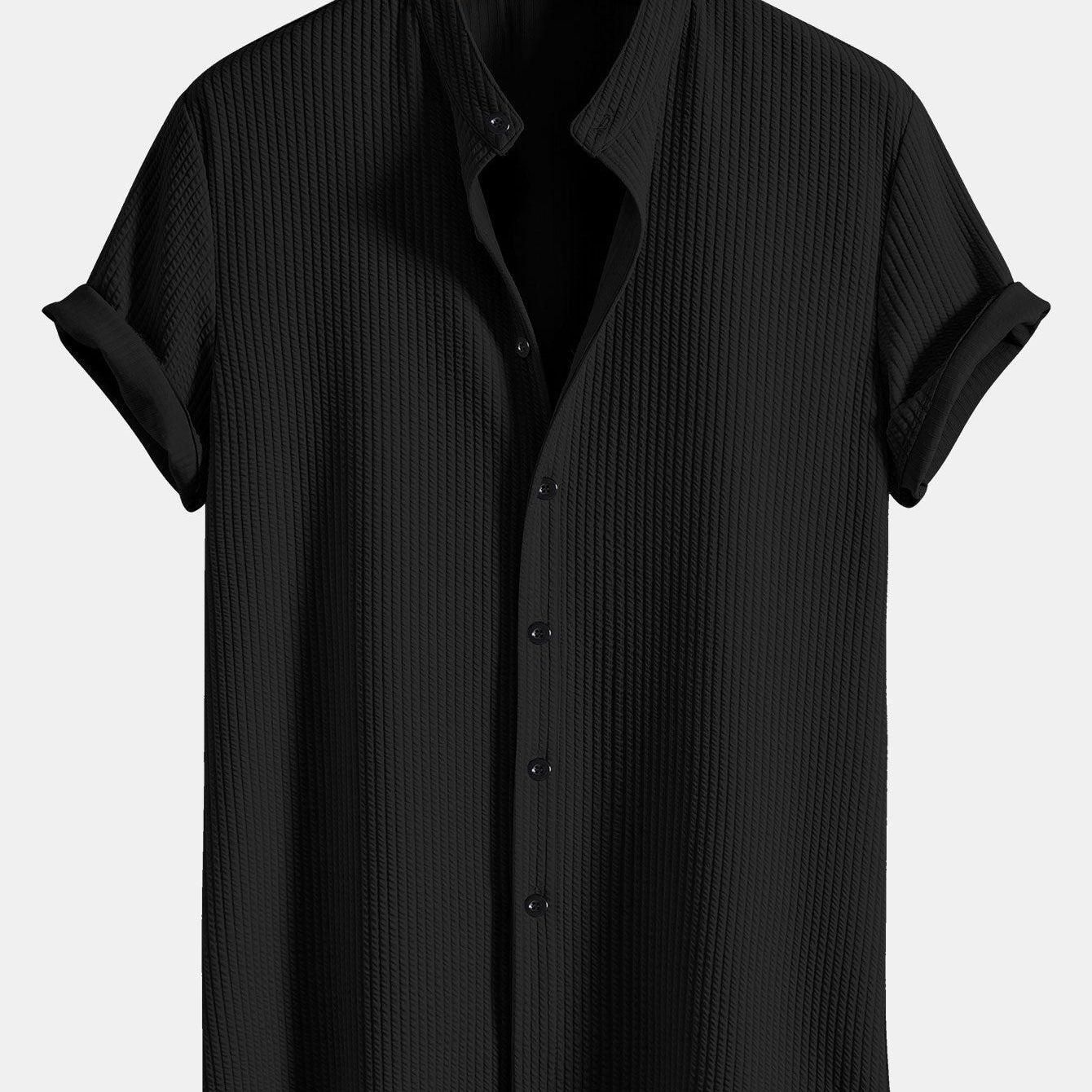 Men's Textured Short Sleeve Button Shirt