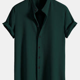Men's Textured Short Sleeve Button-Up Shirt