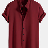 Men's Textured Short Sleeve Button-Up Shirt