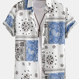 Men's Paisley Print Short Sleeve Button-Up Shirt
