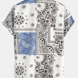 Men's Paisley Print Short Sleeve Button-Up Shirt