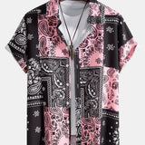 Men's Paisley Print Short Sleeve Button-Up Shirt