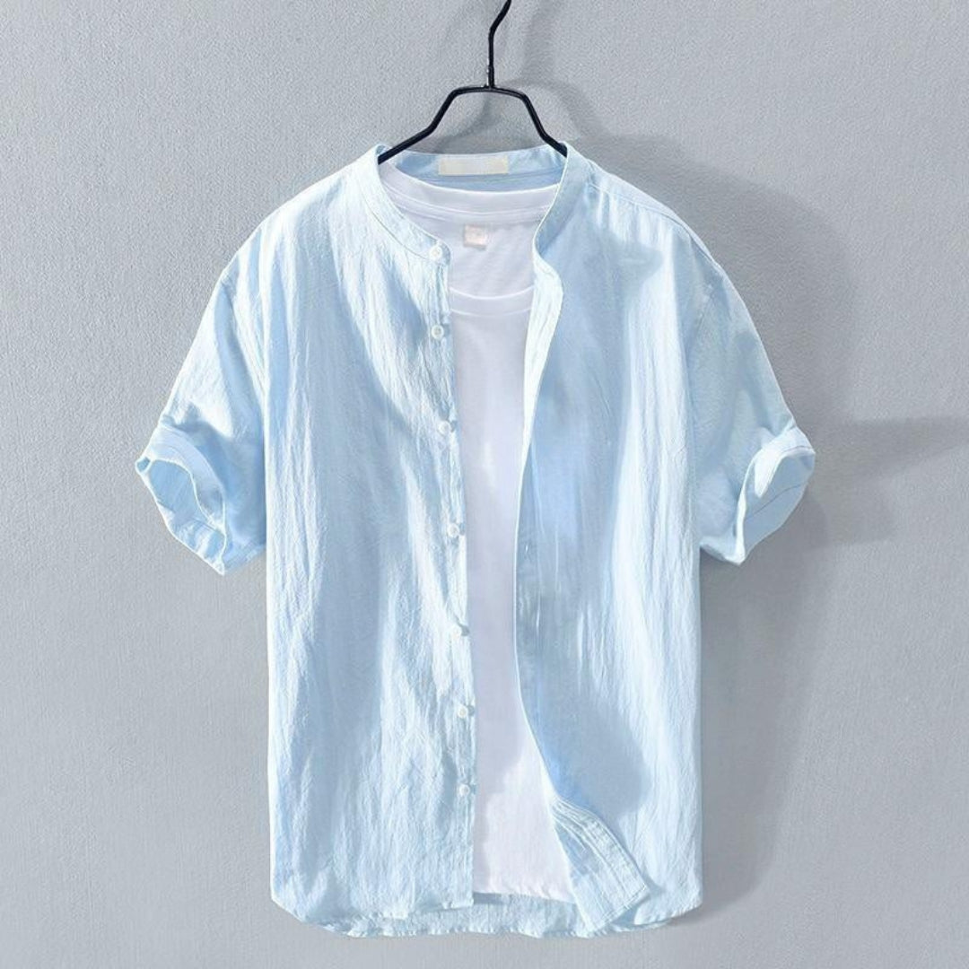 Men's Layered Short Sleeve Button-Up Shirt