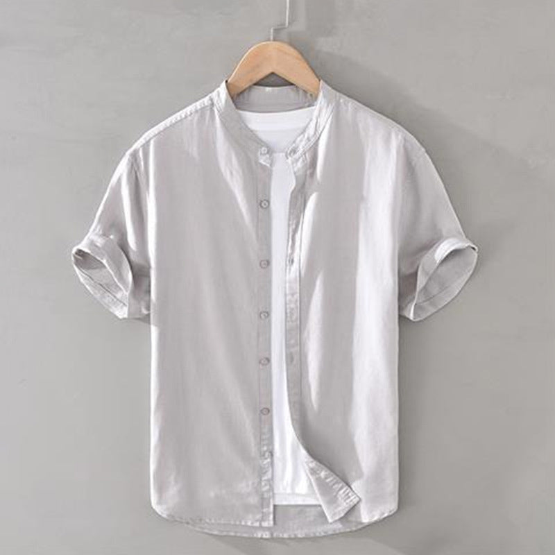 Men's Layered Short Sleeve Button-Up Shirt
