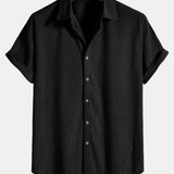 Men's Textured Short Sleeve Button-Up Shirt