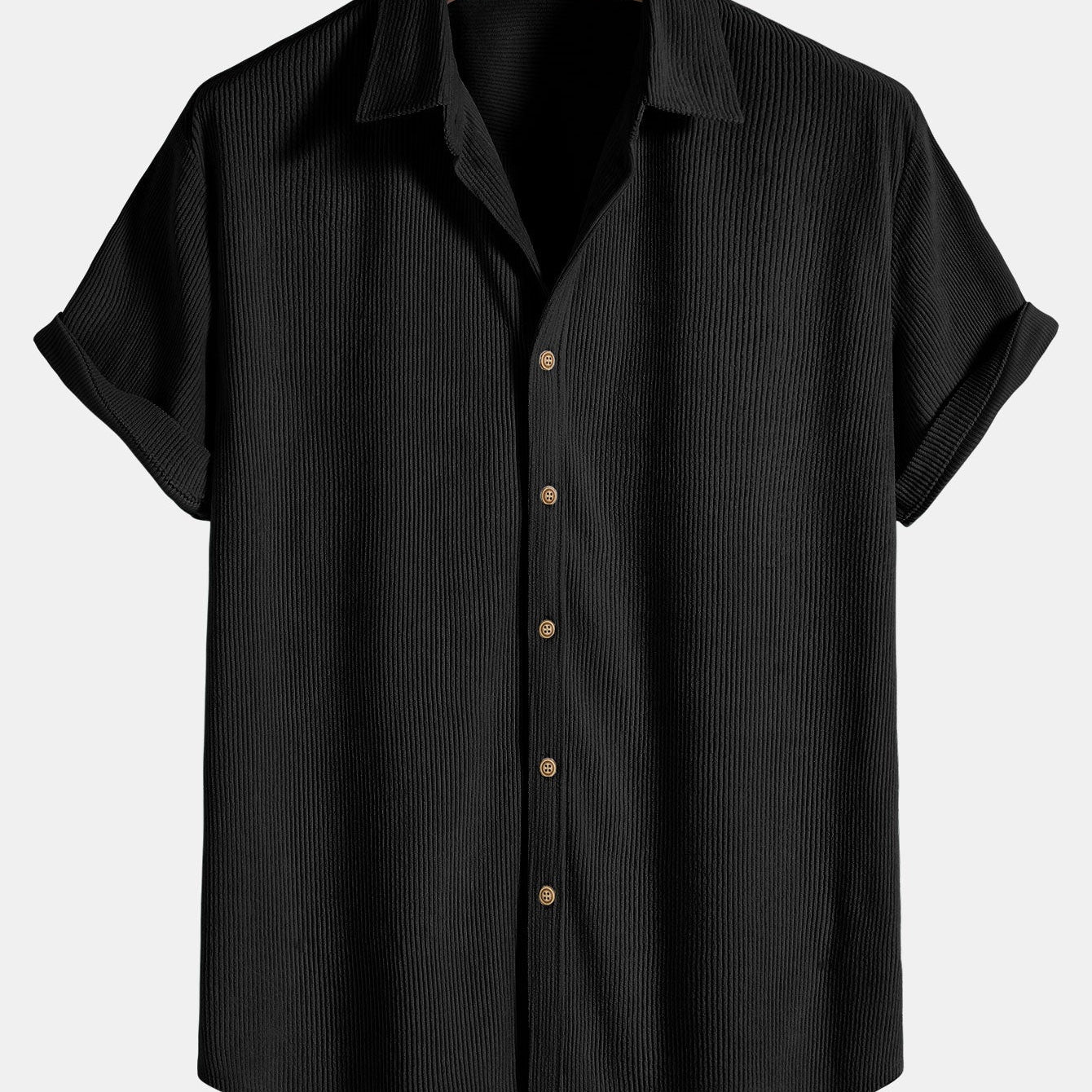 Men's Textured Short Sleeve Button-Up Shirt
