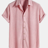 Men's Textured Short Sleeve Button-Up Shirt