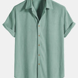 Men's Textured Short Sleeve Button-Up Shirt