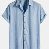 Men's Textured Short Sleeve Button-Up Shirt
