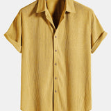 Men's Textured Short Sleeve Button-Up Shirt
