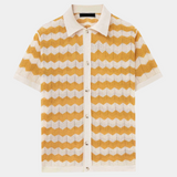 Men's Wave Pattern Knit Button Shirt
