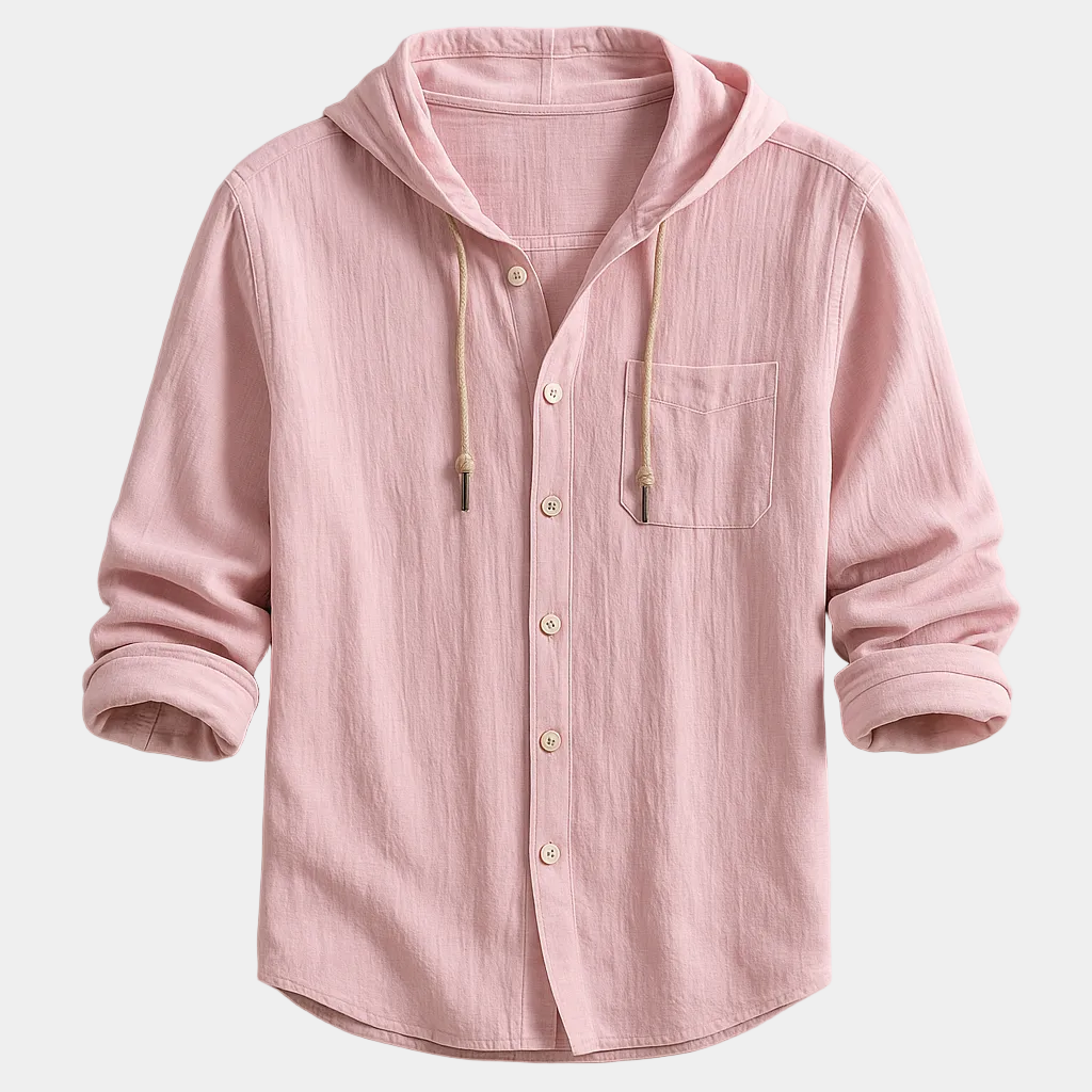 Men's Hooded Button-Up Shirt